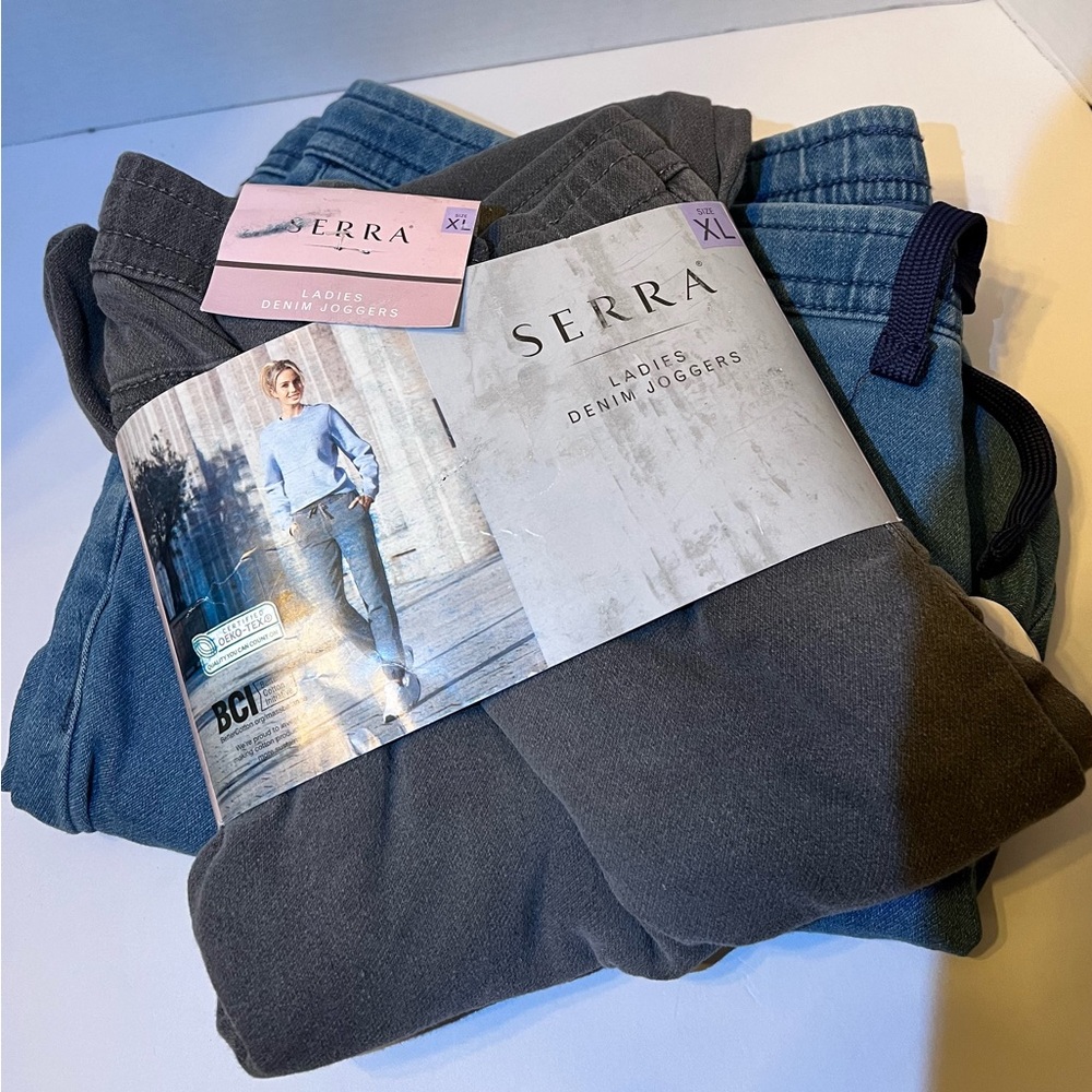 Two Pair of XL Serra Brand Denim Joggers (1 blue & 1 gray denim)